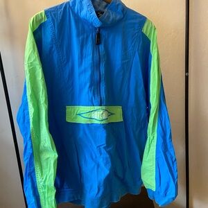 Vintage Gotcha Blue Neon Green Pullover Windbreaker Jacket L